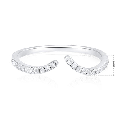0.16ct Natural Diamond Solid Gold Curved Open Ring