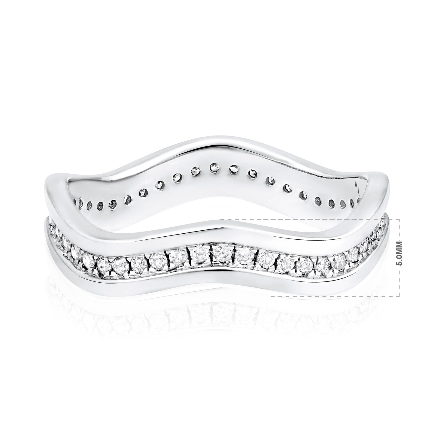 0.34ct Natural Diamond Solid Gold Curved Wave Band Ring