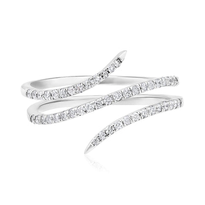Solid Gold 0.3ct Natural Diamond Twist Wrap Spiral Vine Snake Ring