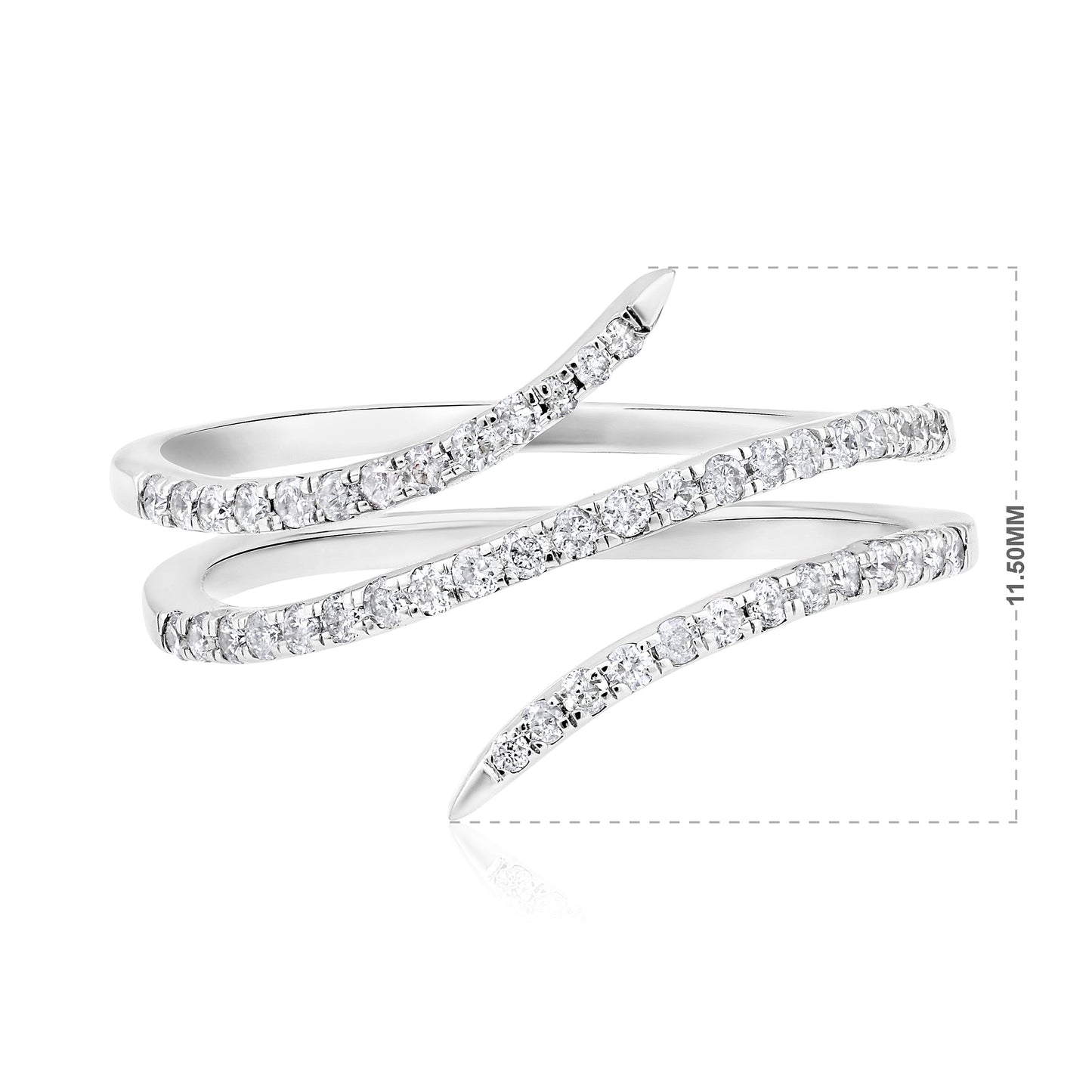 Solid Gold 0.3ct Natural Diamond Twist Wrap Spiral Vine Snake Ring