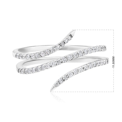 Solid Gold 0.3ct Natural Diamond Twist Wrap Spiral Vine Snake Ring