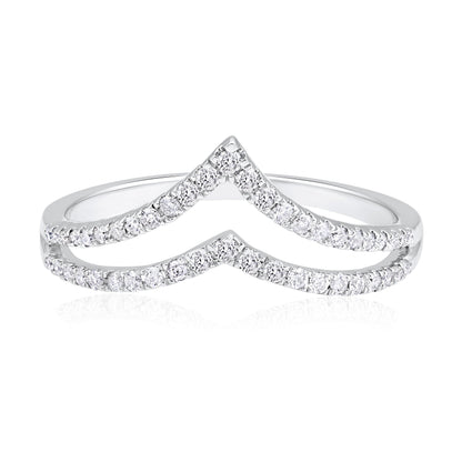 0.3ct Natural Diamond Solid Gold 2 Cuved V Ring