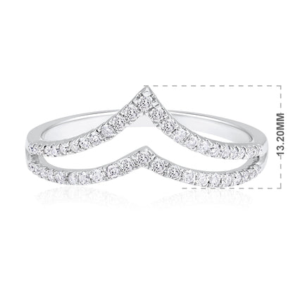 0.3ct Natural Diamond Solid Gold 2 Cuved V Ring