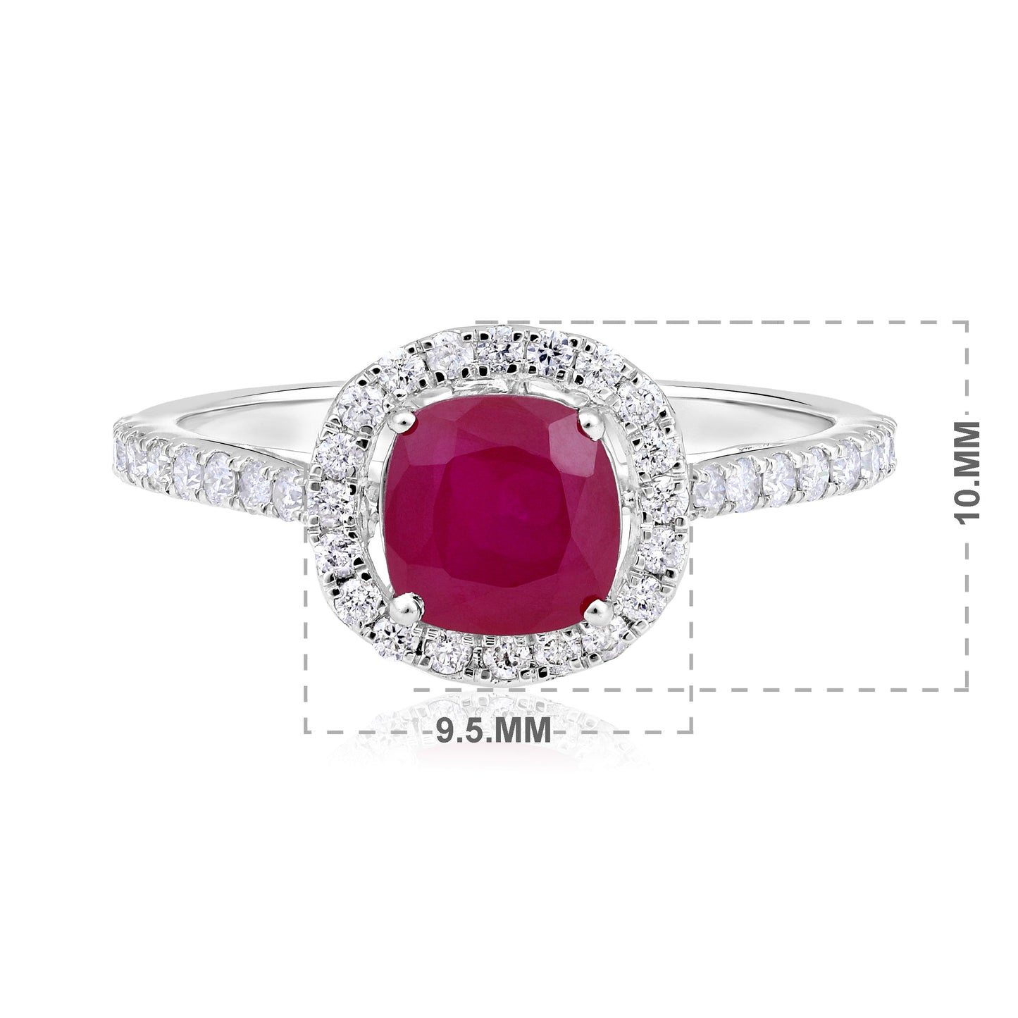 Solid Gold 1.8ct Natural Diamond w/ Garnet Cushion Halo Ring