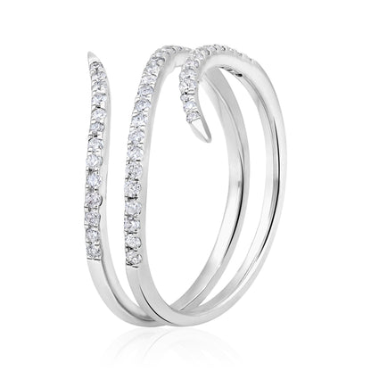 Solid Gold 0.3ct Natural Diamond Twist Wrap Spiral Vine Snake Ring