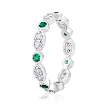 Solid Gold 0.73ct Natural Diamond w/ Emerald Band Crown Ring