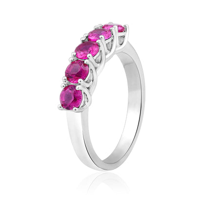 Solid Gold 1.21ct Pink Ruby 5 Stone Band Ring