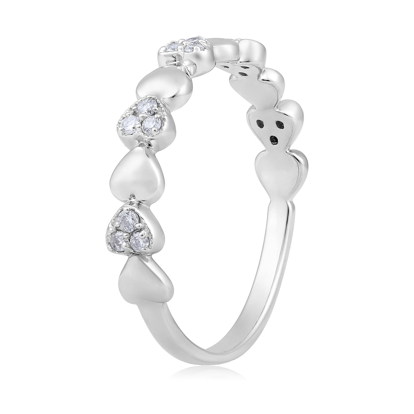 0.13ct Natural Diamond Solid Gold Heart Band Ring