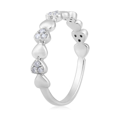 0.13ct Natural Diamond Solid Gold Heart Band Ring