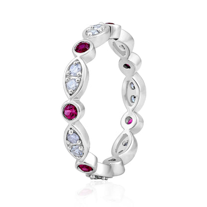 Solid Gold 0.62ct Natural Diamond w/ Ruby Band Crown Ring