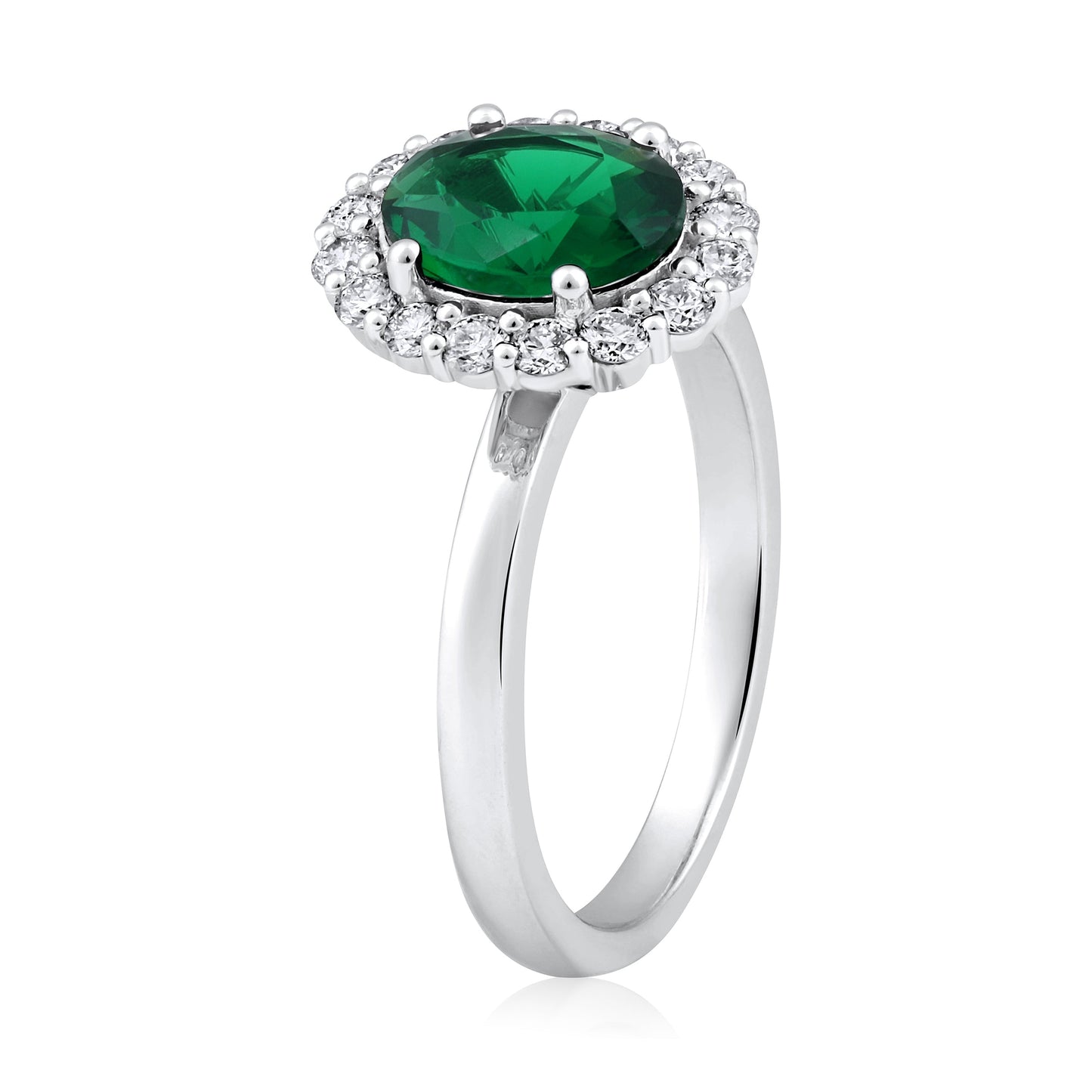 Solid Gold 2.7ct Natural Diamond w/ Emerald Oval Ring
