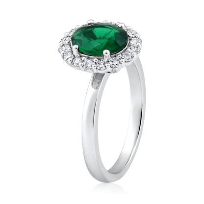 Solid Gold 2.7ct Natural Diamond w/ Emerald Oval Ring