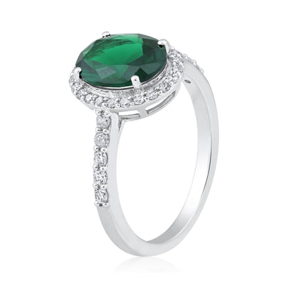 Solid Gold 2.6ct Natural Diamond w/ Emerald Oval Ring