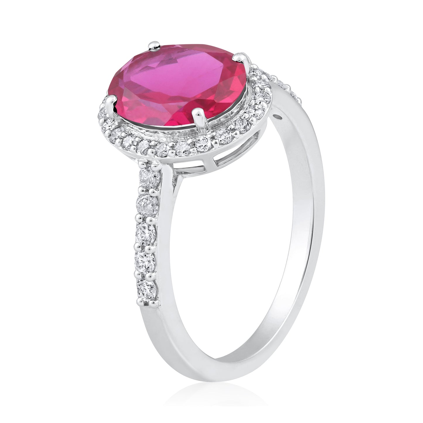 Solid Gold 3.5ct Natural Diamond w/ Ruby Oval Solitaire Ring