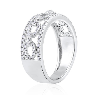 Solid Gold 0.5ct Natural Diamond Crown Link Band Ring