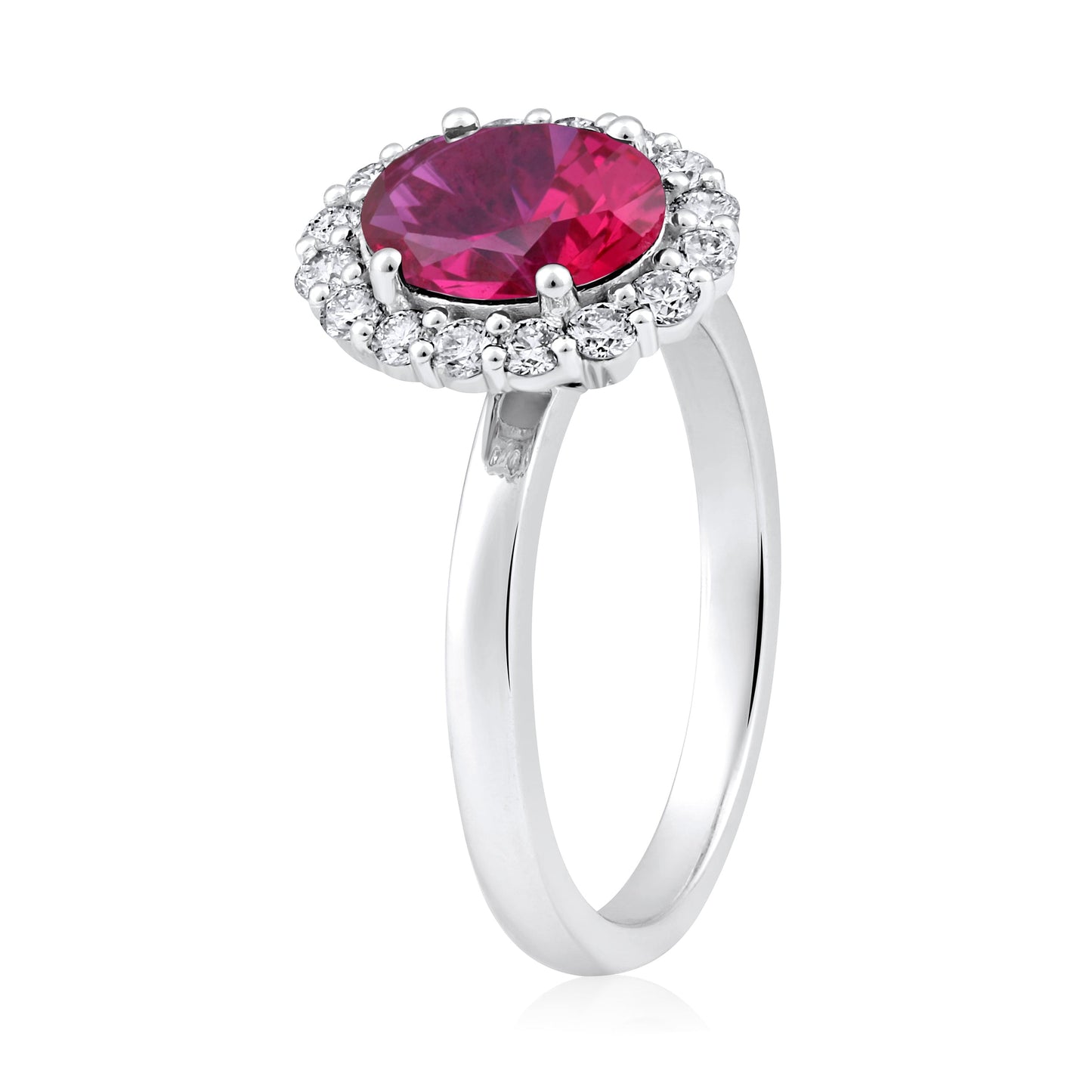Solid Gold 1.82ct Natural Diamond w/ Ruby Oval Solitaire Ring