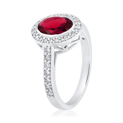 Solid Gold 2.4ct Natural Diamond w/ Ruby Oval Solitaire Ring