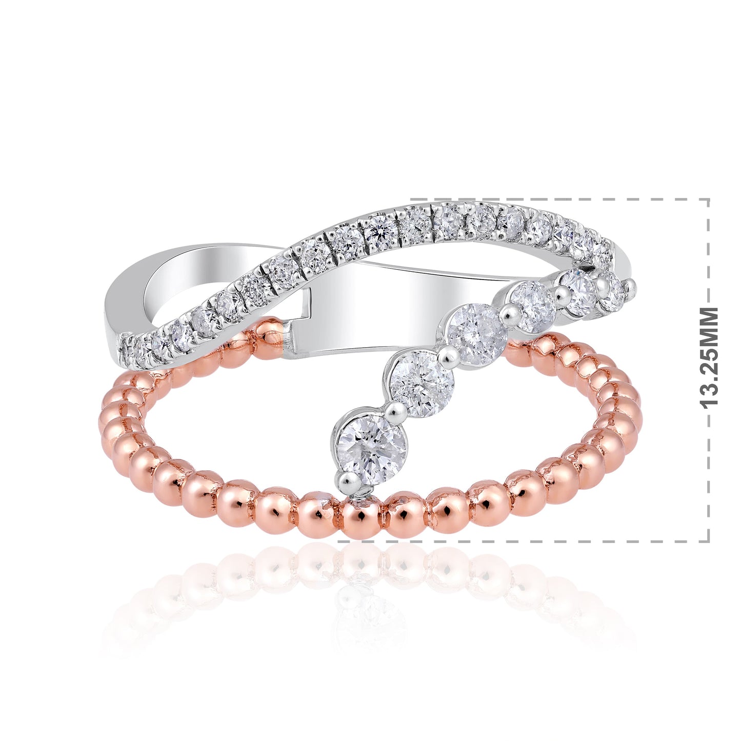 Solid Gold 0.4ct Natural Diamond 2 Layer Ring