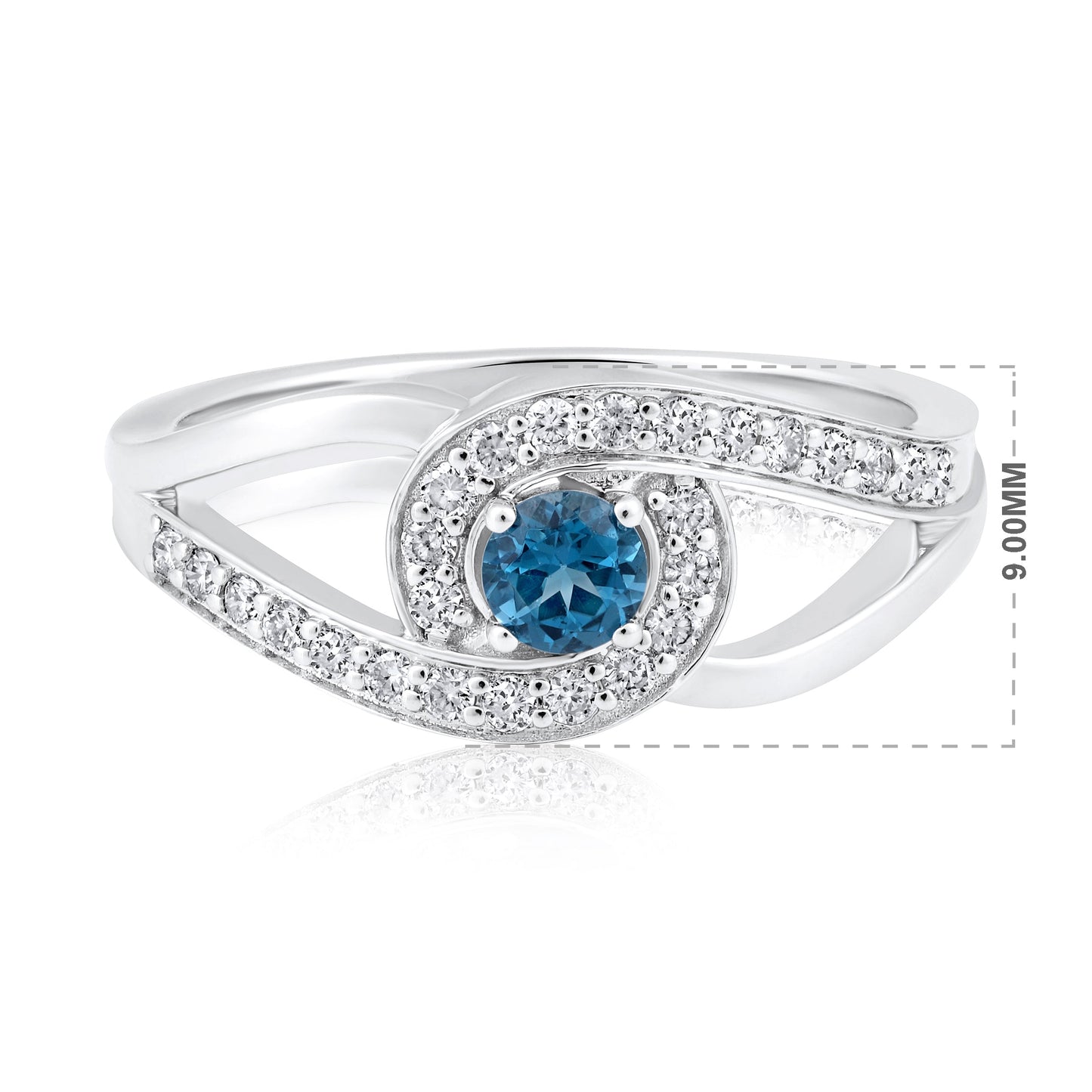 Solid Gold 0.6ct Natural Diamond w/ Sapphire Loop Ring