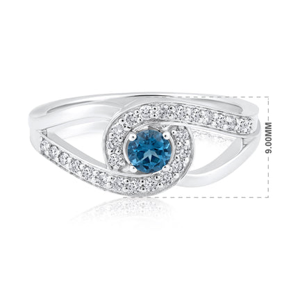 Solid Gold 0.6ct Natural Diamond w/ Sapphire Loop Ring