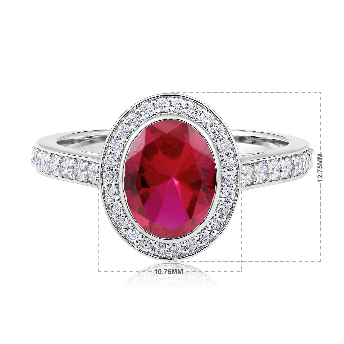Solid Gold 2.5ct Natural Diamond w/ Ruby Halo Solitaire Ring