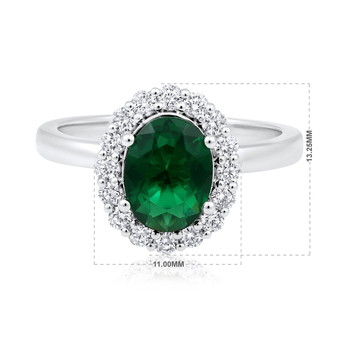 Solid Gold 2.7ct Natural Diamond w/ Emerald Oval Ring