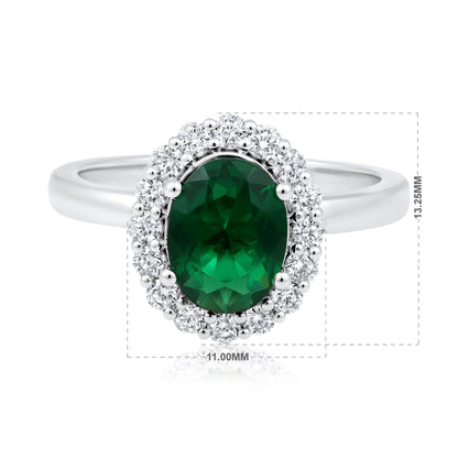 Solid Gold 2.7ct Natural Diamond w/ Emerald Oval Ring