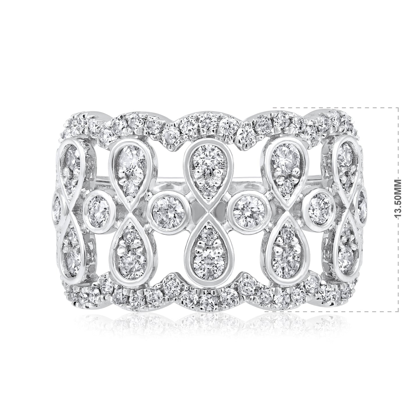 Solid Gold 1.15ct Natural Diamond Crown Pear Ring