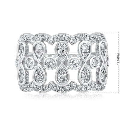 Solid Gold 1.15ct Natural Diamond Crown Pear Ring