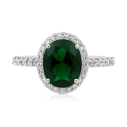 Solid Gold 2.6ct Natural Diamond w/ Emerald Oval Ring