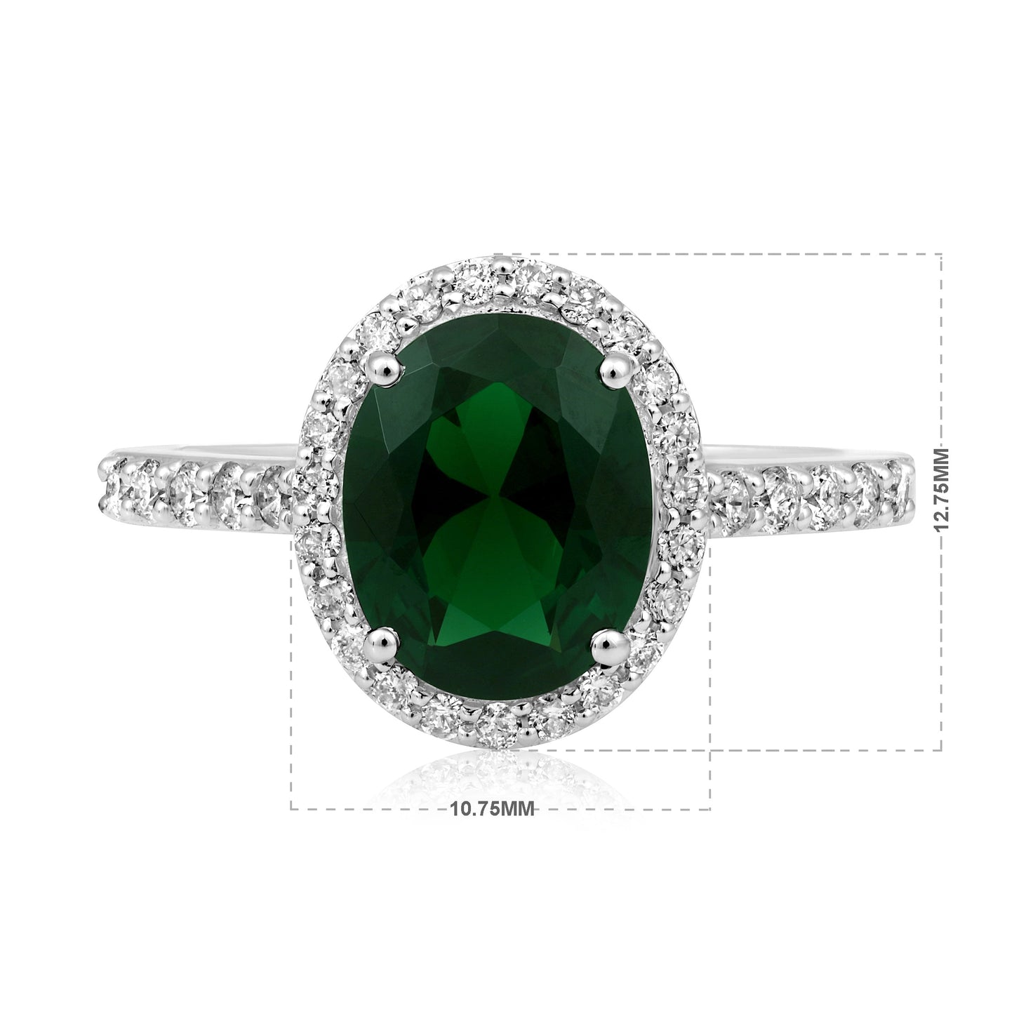 Solid Gold 2.6ct Natural Diamond w/ Emerald Oval Ring