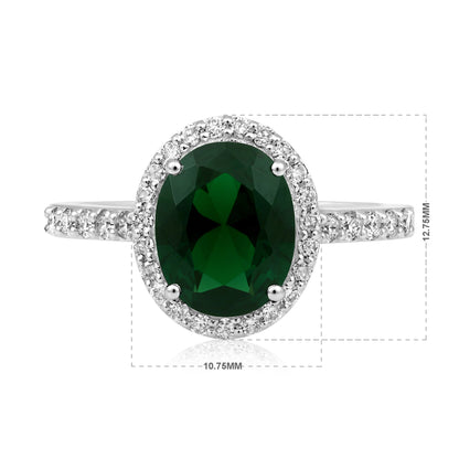 Solid Gold 2.6ct Natural Diamond w/ Emerald Oval Ring