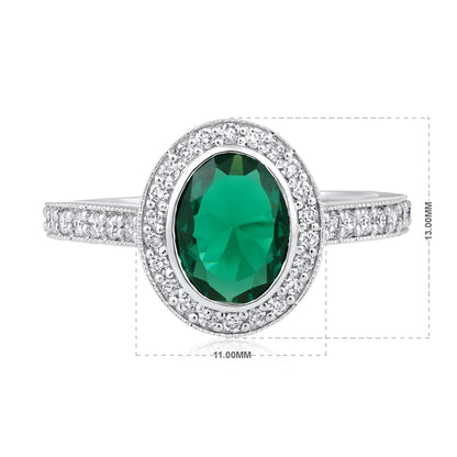 Solid Gold 1.8ct Natural Diamond w/ Emerald Oval Ring