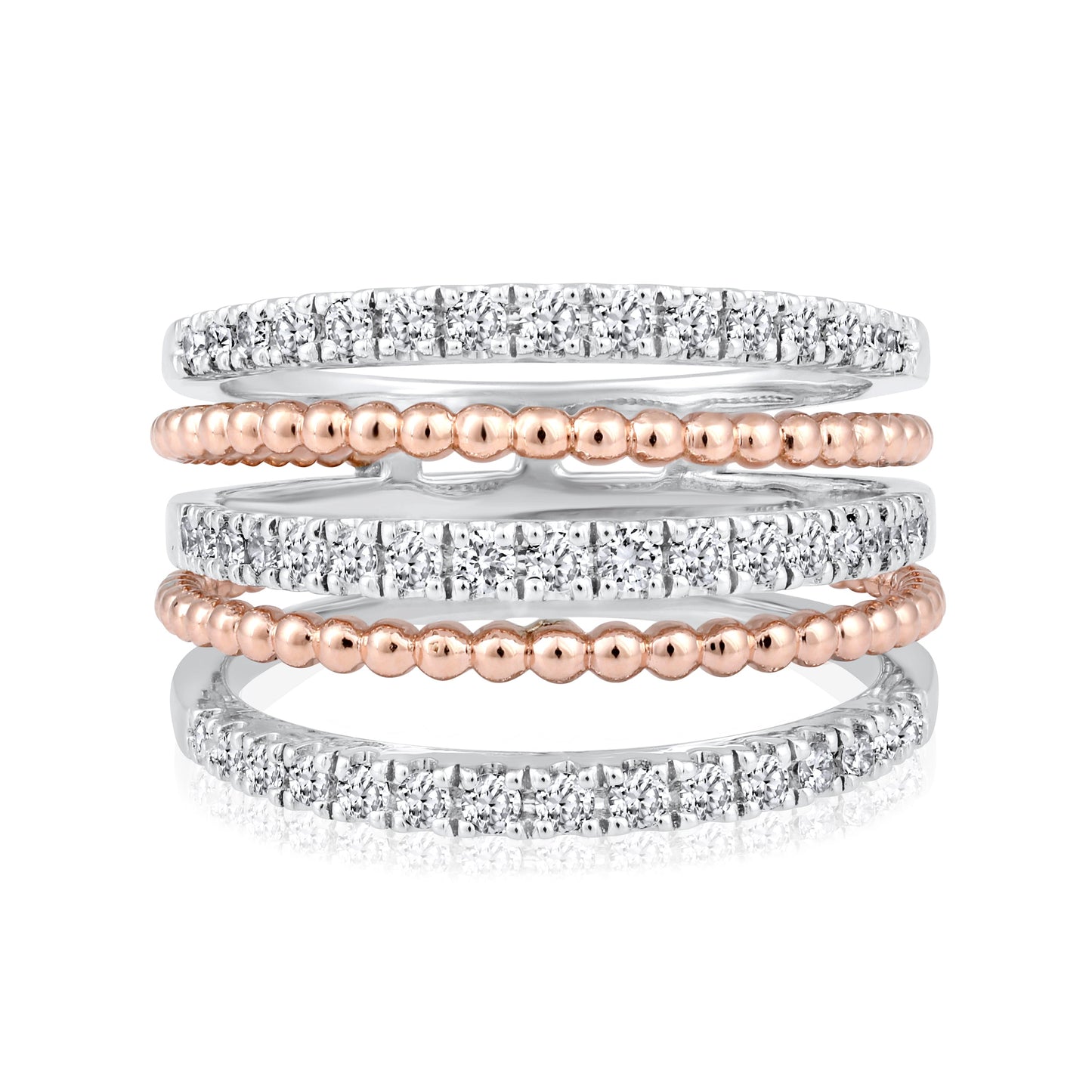 Solid Gold 0.7ct Natural Diamond 5 Layer Ring