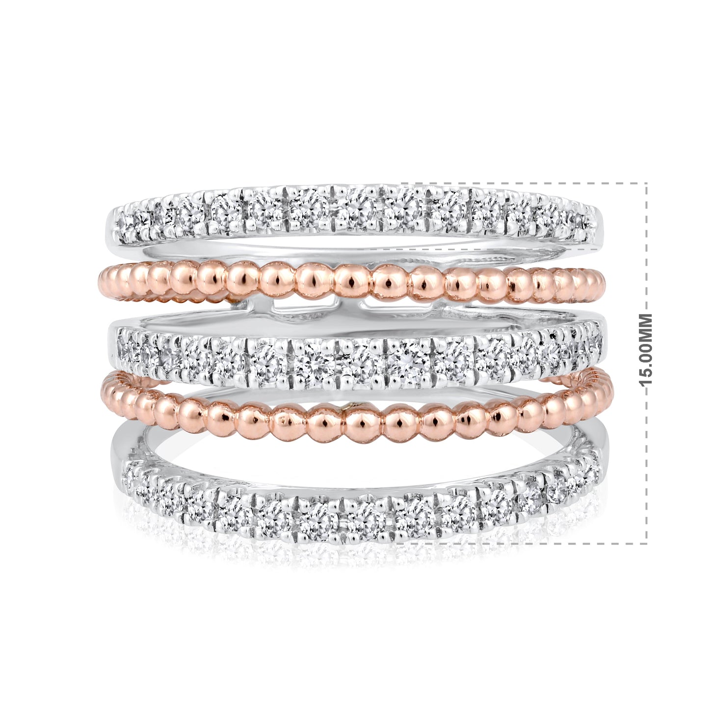 Solid Gold 0.7ct Natural Diamond 5 Layer Ring