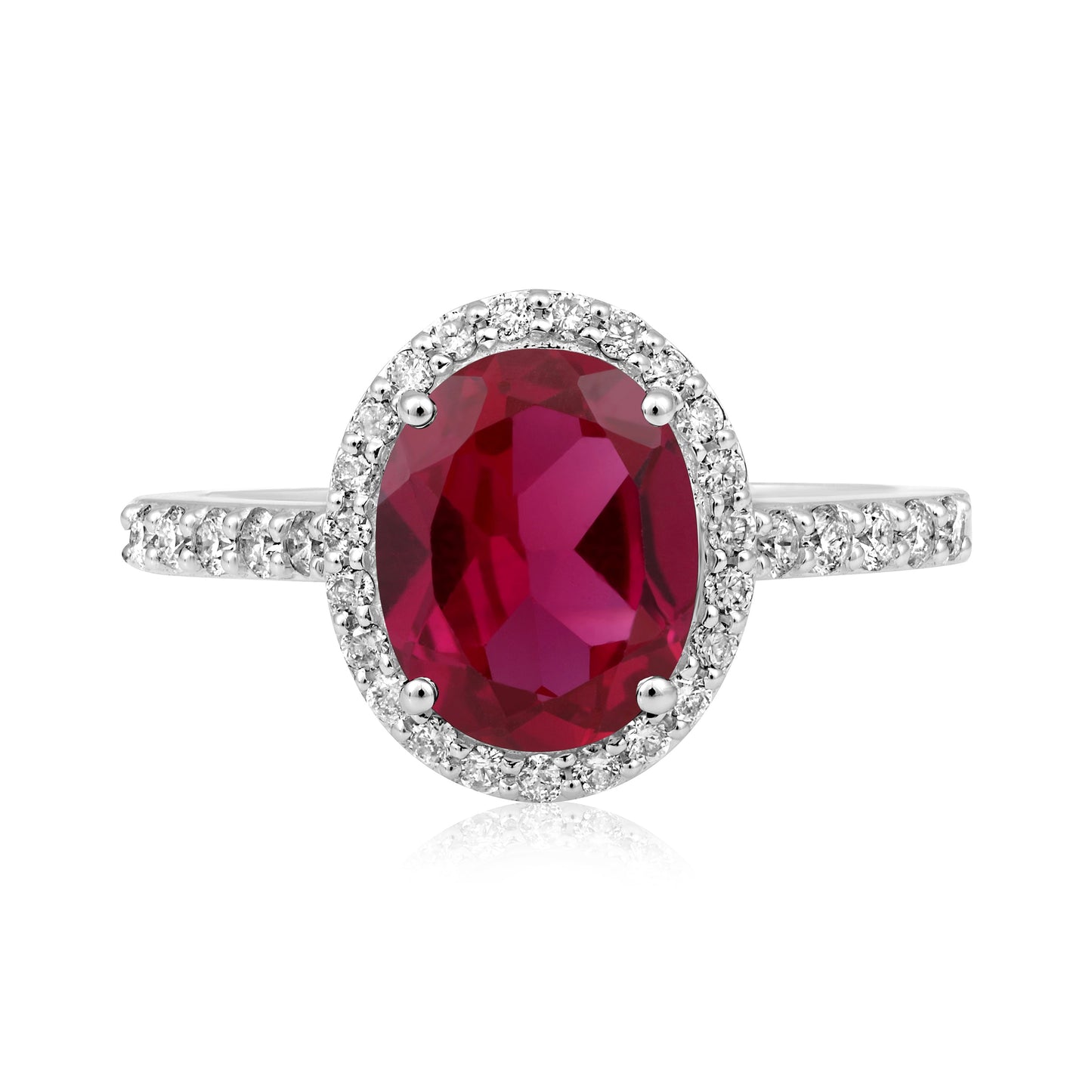Solid Gold 3.5ct Natural Diamond w/ Ruby Oval Solitaire Ring