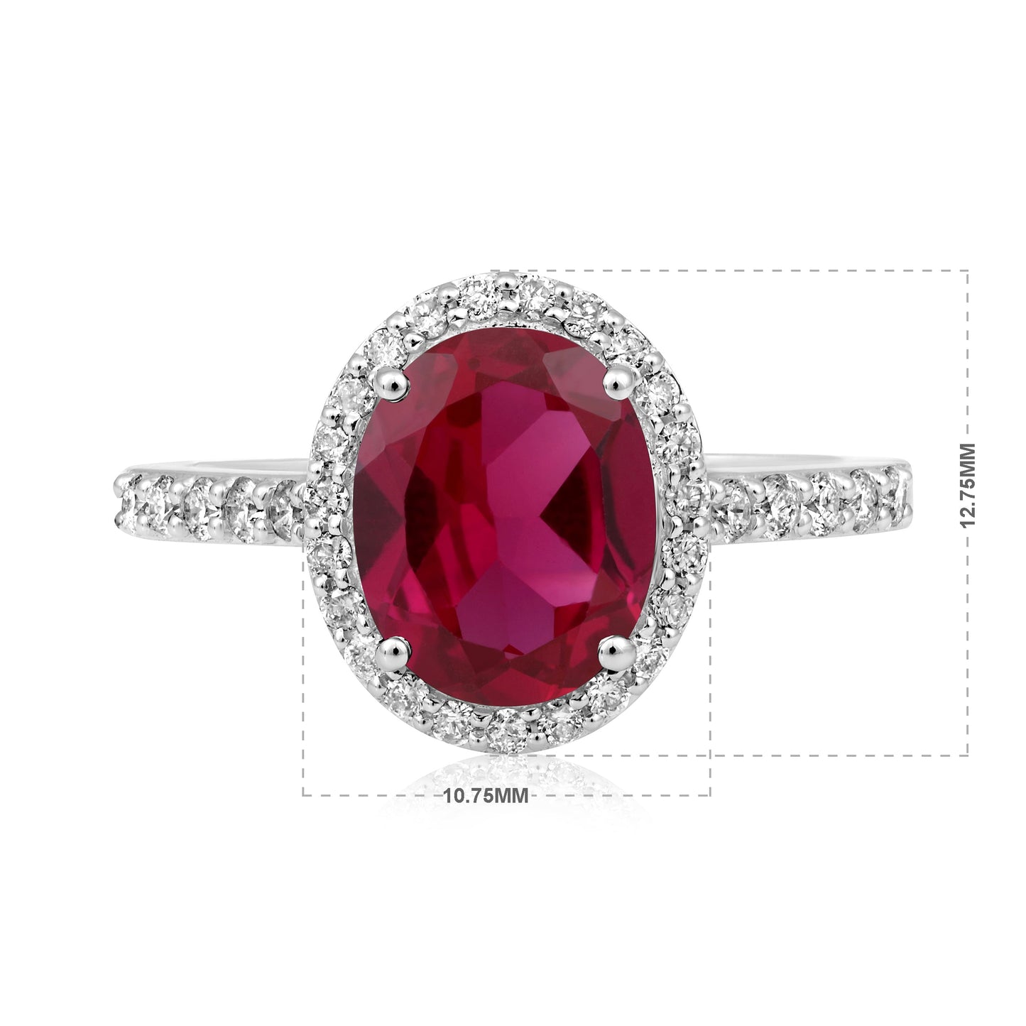 Solid Gold 3.5ct Natural Diamond w/ Ruby Oval Solitaire Ring