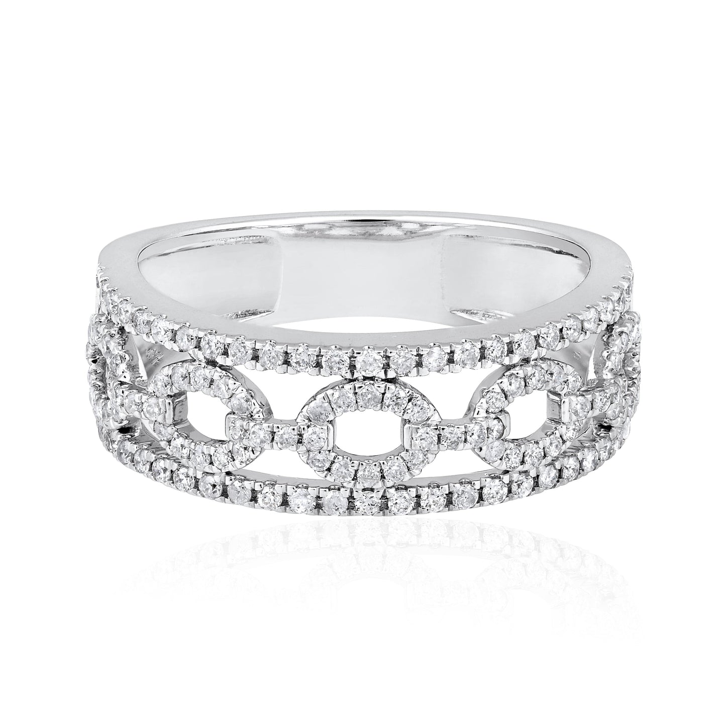 Solid Gold 0.5ct Natural Diamond Crown Link Band Ring