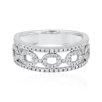 Solid Gold 0.5ct Natural Diamond Crown Link Band Ring