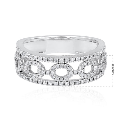 Solid Gold 0.5ct Natural Diamond Crown Link Band Ring