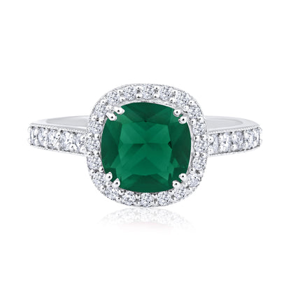 Solid Gold 2.1ct Natural Diamond w/ Emerald Cushion Ring