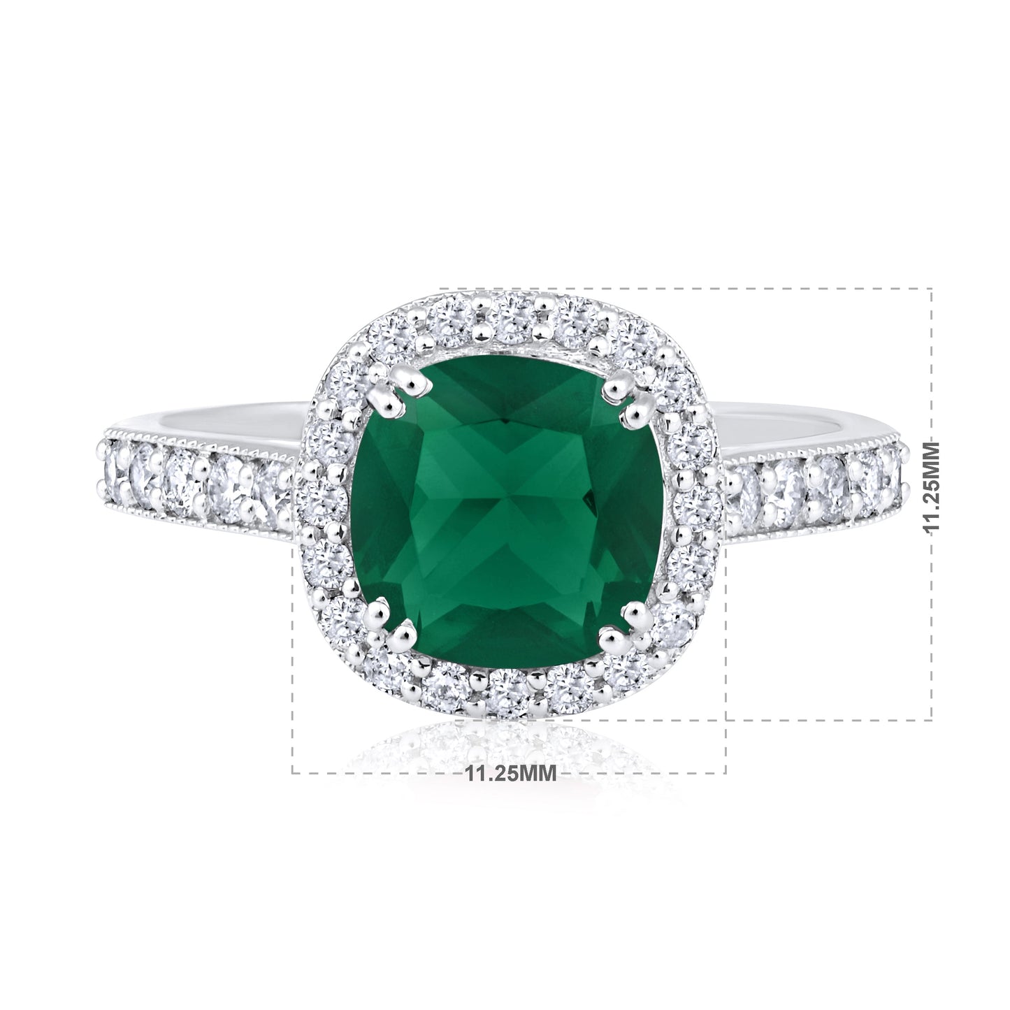 Solid Gold 2.1ct Natural Diamond w/ Emerald Cushion Ring