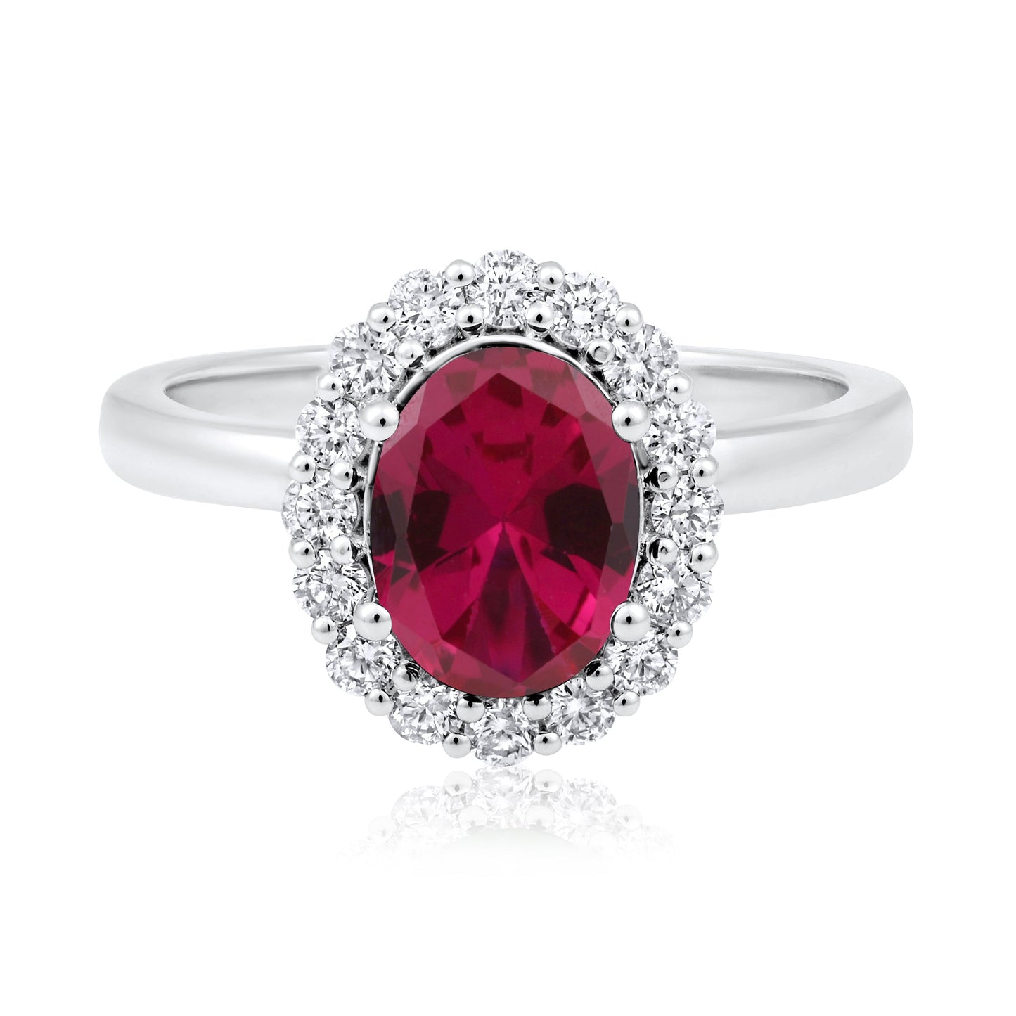 Solid Gold 1.82ct Natural Diamond w/ Ruby Oval Solitaire Ring