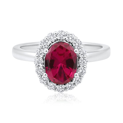 Solid Gold 1.82ct Natural Diamond w/ Ruby Oval Solitaire Ring