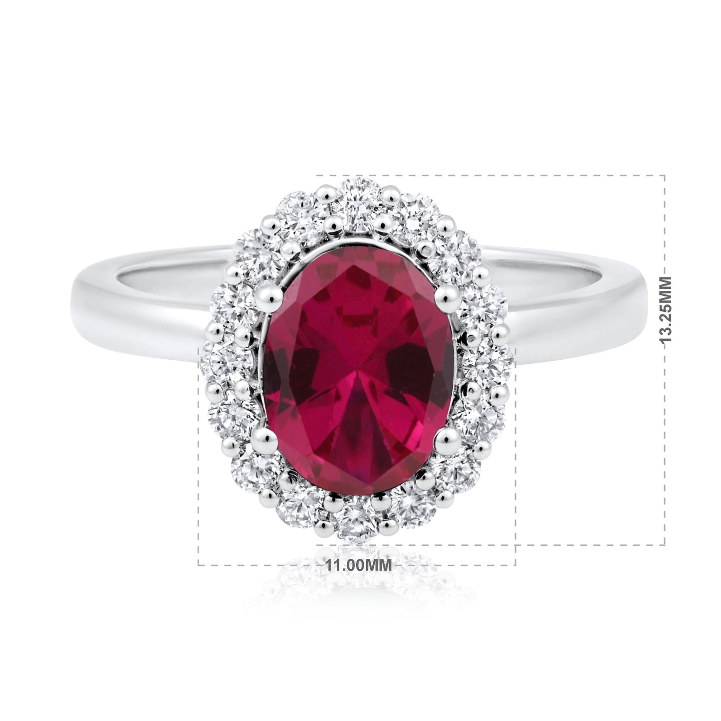 Solid Gold 1.82ct Natural Diamond w/ Ruby Oval Solitaire Ring