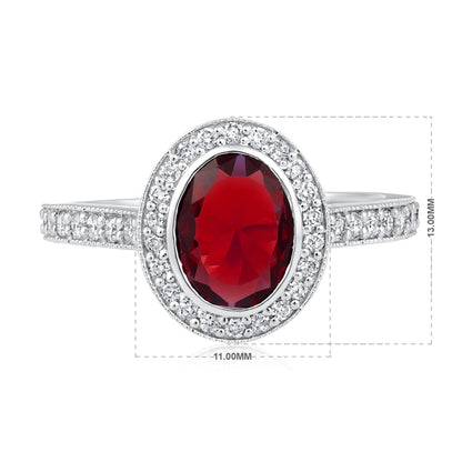 Solid Gold 2.4ct Natural Diamond w/ Ruby Oval Solitaire Ring