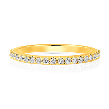 Solid Gold 0.2ct Natural Diamond Half Eternity Band Ring