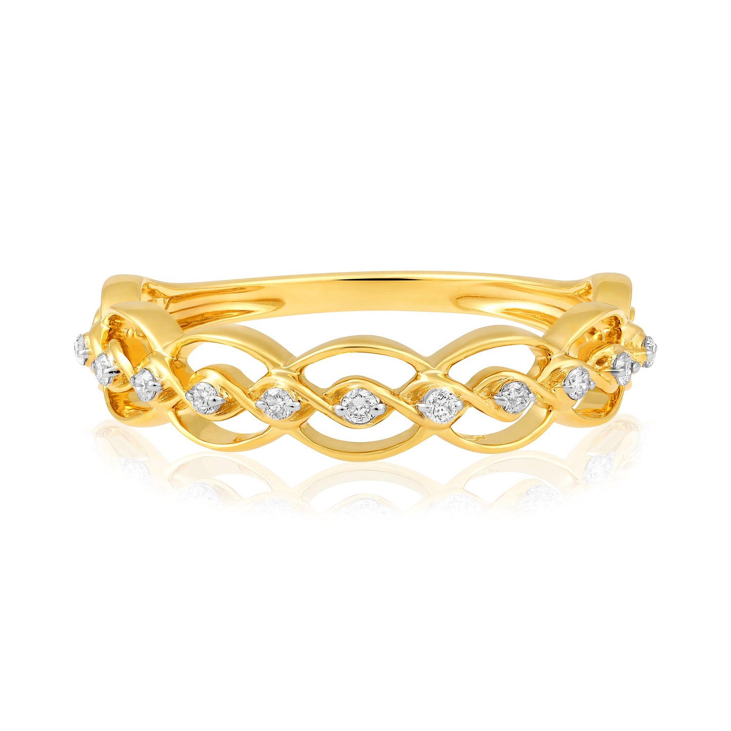 0.15ct Natural Diamond Solid Gold Loop Ring