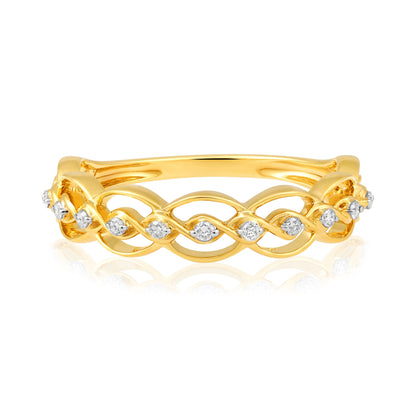 0.15ct Natural Diamond Solid Gold Loop Ring