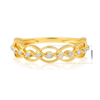 0.15ct Natural Diamond Solid Gold Loop Ring